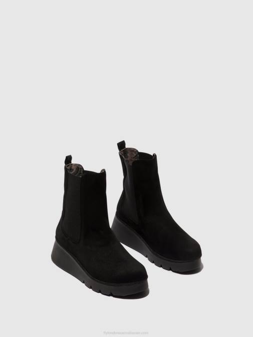 KID SUEDE BLACK XX0D6 Chelsea Ankle Boots PATY405 Fly London Women