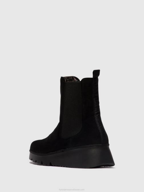 KID SUEDE BLACK XX0D6 Chelsea Ankle Boots PATY405 Fly London Women