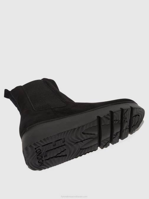KID SUEDE BLACK XX0D6 Chelsea Ankle Boots PATY405 Fly London Women