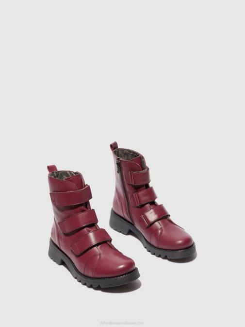LEATHER WINE(BLACK) XX0D191 Velcro Ankle Boots RACH790 Fly London Women