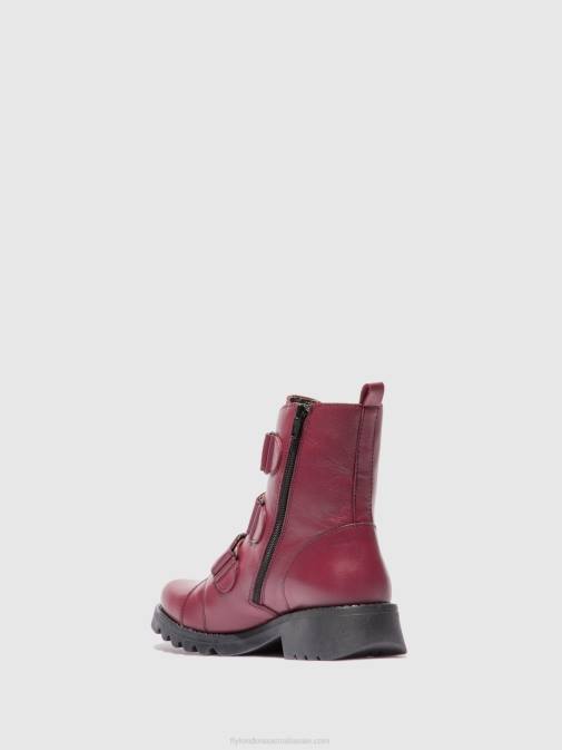 LEATHER WINE(BLACK) XX0D191 Velcro Ankle Boots RACH790 Fly London Women