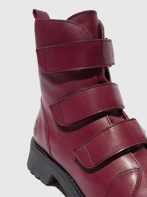 LEATHER WINE(BLACK) XX0D191 Velcro Ankle Boots RACH790 Fly London Women