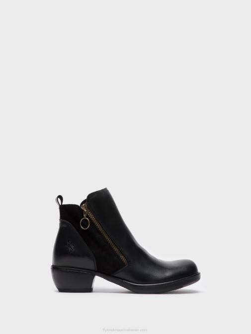 MELI BLACK XX0D15 Zip Up Ankle Boots Fly London Women