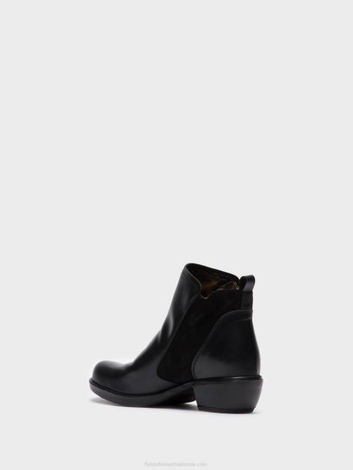 MELI BLACK XX0D15 Zip Up Ankle Boots Fly London Women