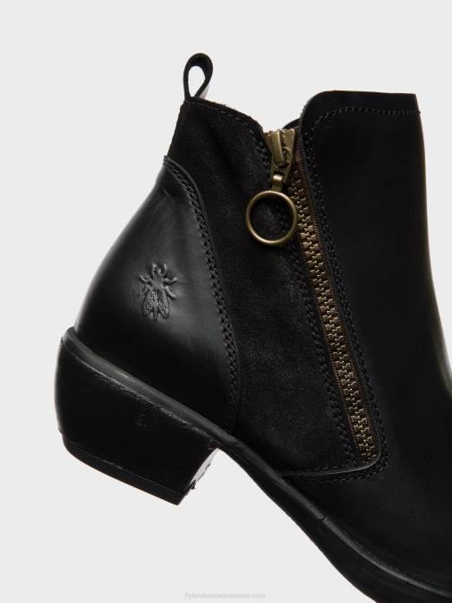 MELI BLACK XX0D15 Zip Up Ankle Boots Fly London Women