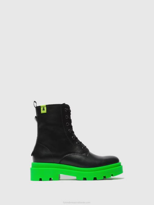 NAUSICA BLACK (GREEN SOLE) XX0D162 Lace-up Ankle Boots JACY881 Fly London Women