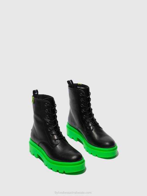 NAUSICA BLACK (GREEN SOLE) XX0D162 Lace-up Ankle Boots JACY881 Fly London Women