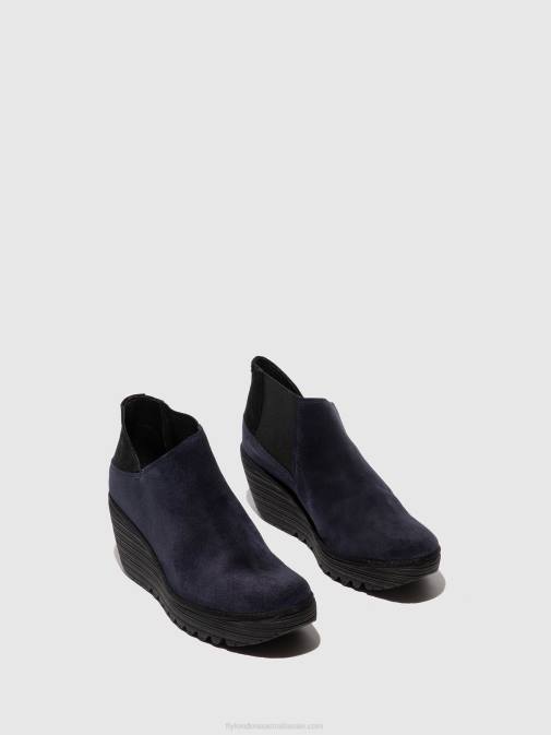 NAVY/BLACK XX0D27 Zip Up Ankle Boots YEGO400 Fly London Women