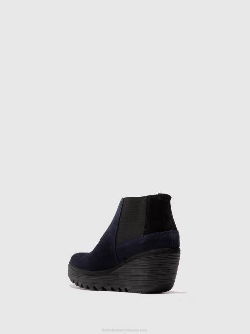 NAVY/BLACK XX0D27 Zip Up Ankle Boots YEGO400 Fly London Women