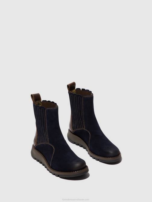 NAVY/DK. BROWN XX0D41 Zip Up Ankle Boots SUZY899 Fly London Women