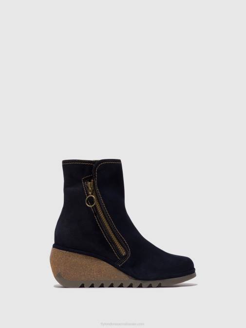 NAVY XX0D47 Zip Up Ankle Boots NELA407 Fly London Women