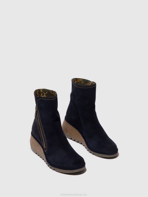 NAVY XX0D47 Zip Up Ankle Boots NELA407 Fly London Women
