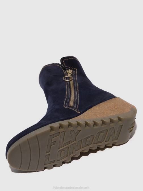 NAVY XX0D47 Zip Up Ankle Boots NELA407 Fly London Women