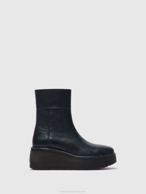 NAVY XX0D56 Zip Up Ankle Boots HANN248 Fly London Women