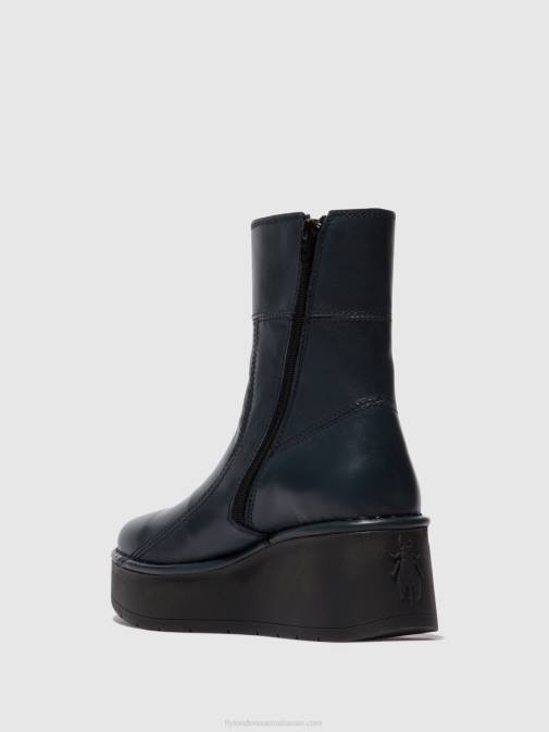NAVY XX0D56 Zip Up Ankle Boots HANN248 Fly London Women