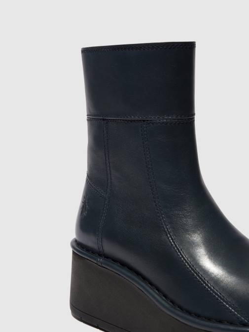 NAVY XX0D56 Zip Up Ankle Boots HANN248 Fly London Women