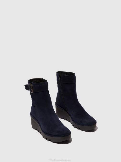 NAVY XX0D65 Zip Up Ankle Boots BEPP396 Fly London Women