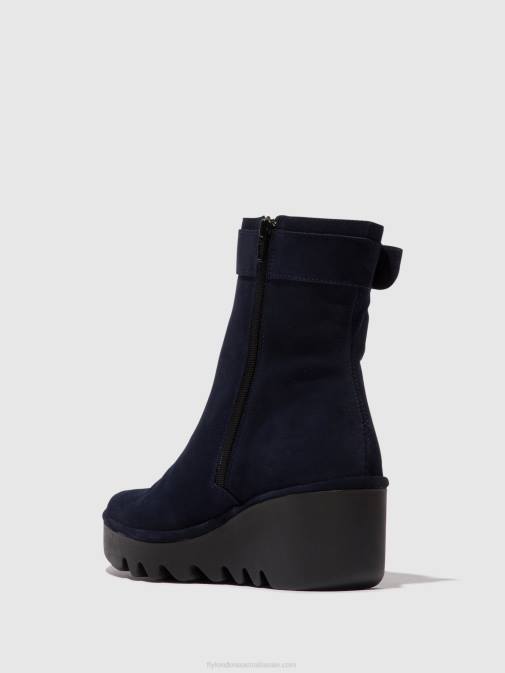 NAVY XX0D65 Zip Up Ankle Boots BEPP396 Fly London Women