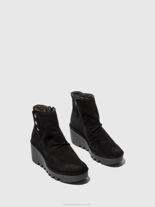 OILSUEDE BLACK XX0D182 Zip Up Ankle Boots BROM344 Fly London Women