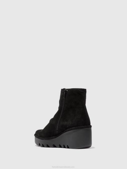 OILSUEDE BLACK XX0D182 Zip Up Ankle Boots BROM344 Fly London Women