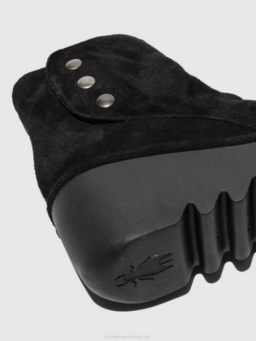 OILSUEDE BLACK XX0D182 Zip Up Ankle Boots BROM344 Fly London Women