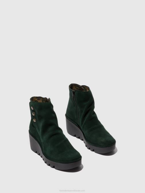 OILSUEDE GREEN FOREST XX0D184 Zip Up Ankle Boots BROM344 Fly London Women