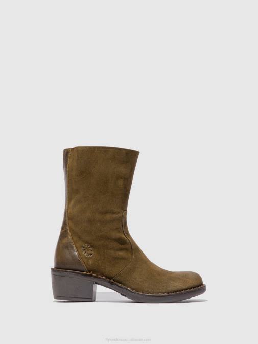 OILSUEDE/RUG SLUDGE/OLIVE XX0D180 Zip Up Ankle Boots MANE073 Fly London Women