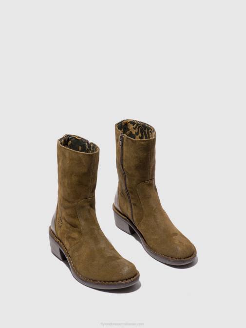 OILSUEDE/RUG SLUDGE/OLIVE XX0D180 Zip Up Ankle Boots MANE073 Fly London Women