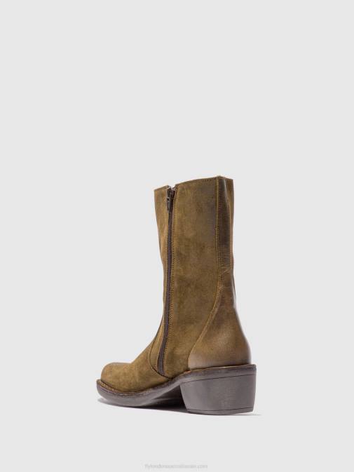 OILSUEDE/RUG SLUDGE/OLIVE XX0D180 Zip Up Ankle Boots MANE073 Fly London Women