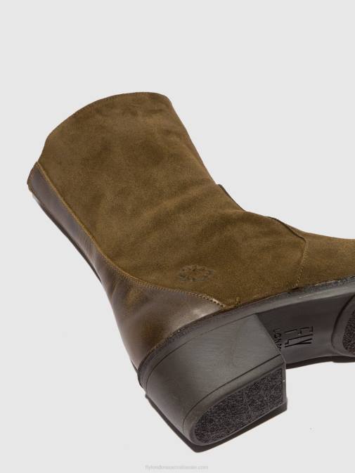 OILSUEDE/RUG SLUDGE/OLIVE XX0D180 Zip Up Ankle Boots MANE073 Fly London Women