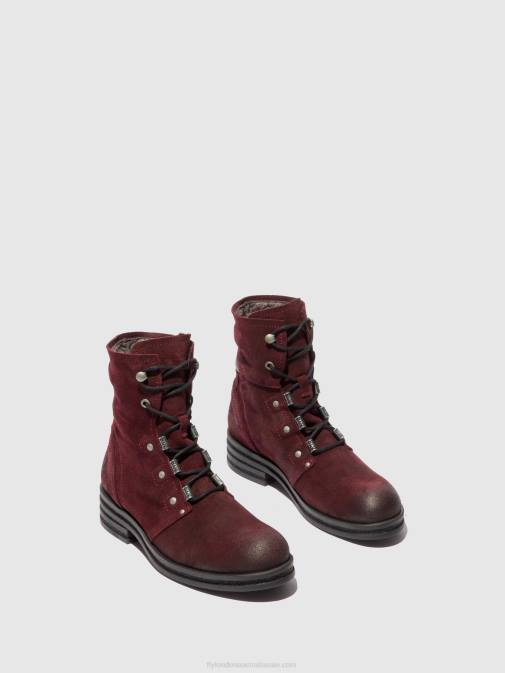 OILSUEDE WINE XX0D203 Lace-up Ankle Boots KNOT792 Fly London Women