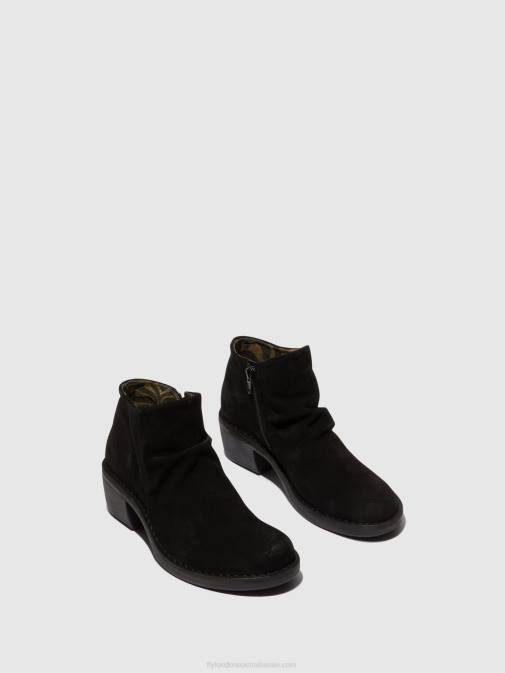 OIL SUEDE BLACK XX0D2 Zip Up Ankle Boots MERK093 Fly London Women