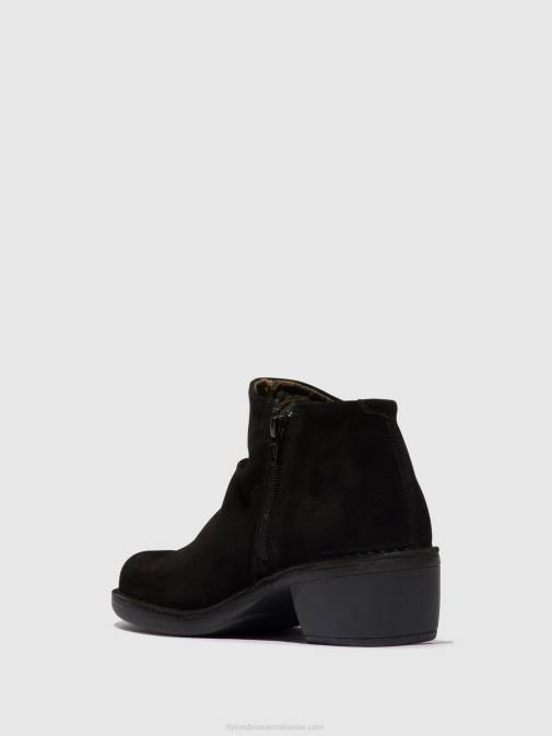 OIL SUEDE BLACK XX0D2 Zip Up Ankle Boots MERK093 Fly London Women