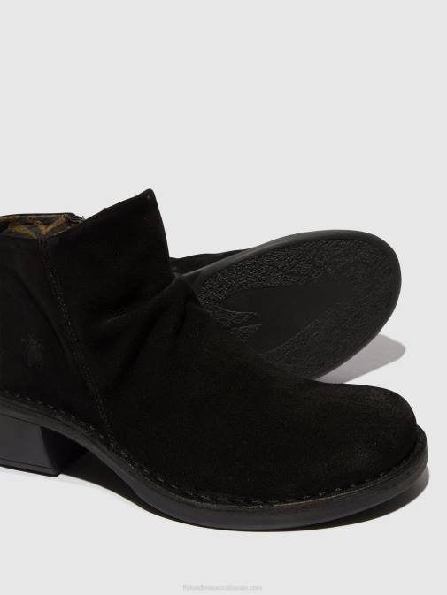 OIL SUEDE BLACK XX0D2 Zip Up Ankle Boots MERK093 Fly London Women