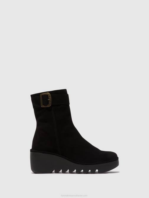 OIL SUEDE BLACK XX0D5 Zip Up Ankle Boots BEPP396 Fly London Women