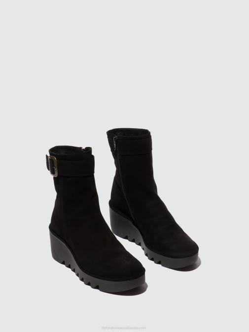 OIL SUEDE BLACK XX0D5 Zip Up Ankle Boots BEPP396 Fly London Women