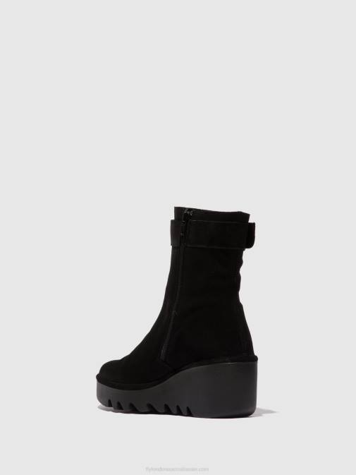 OIL SUEDE BLACK XX0D5 Zip Up Ankle Boots BEPP396 Fly London Women