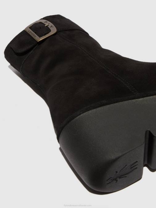 OIL SUEDE BLACK XX0D5 Zip Up Ankle Boots BEPP396 Fly London Women