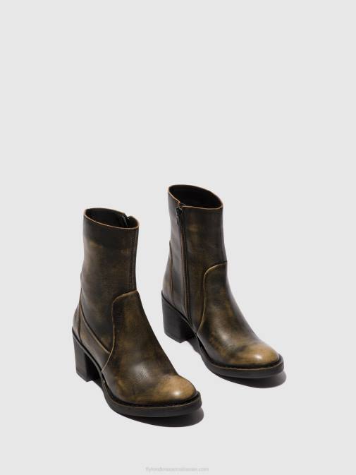 OLIVE XX0D67 Zip Up Ankle Boots BECY097 Fly London Women