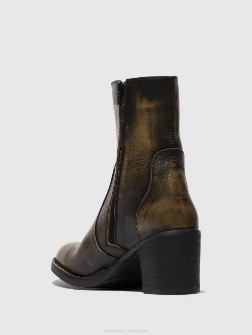 OLIVE XX0D67 Zip Up Ankle Boots BECY097 Fly London Women