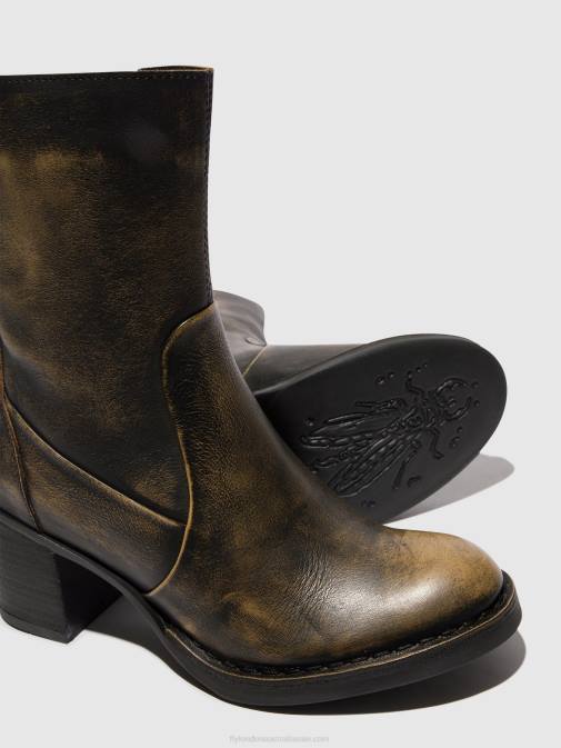 OLIVE XX0D67 Zip Up Ankle Boots BECY097 Fly London Women