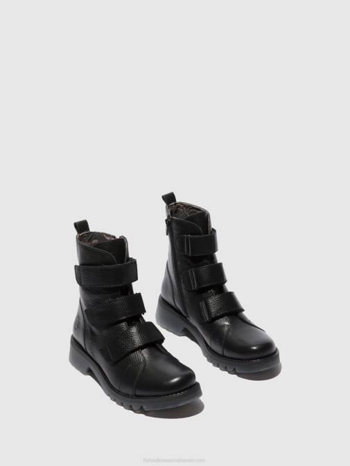 RIO BLACK XX0D189 Velcro Ankle Boots RACH790 Fly London Women
