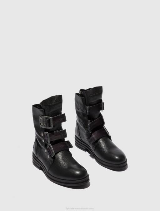 RIO BLACK XX0D238 Buckle Ankle Boots KIFF682 Fly London Women