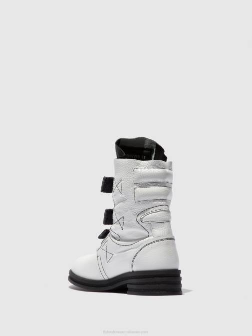 RIO WHITE XX0D239 Buckle Ankle Boots KIFF682 Fly London Women
