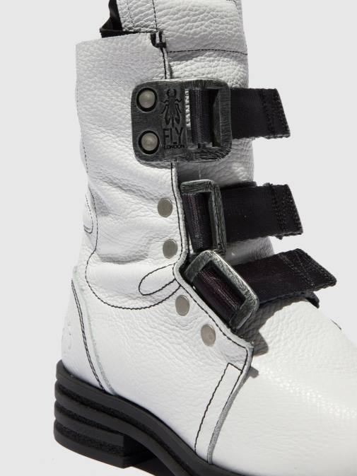 RIO WHITE XX0D239 Buckle Ankle Boots KIFF682 Fly London Women