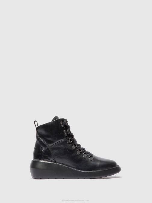 RUG BLACK XX0D205 Lace-up Ankle Boots BIKA501 Fly London Women