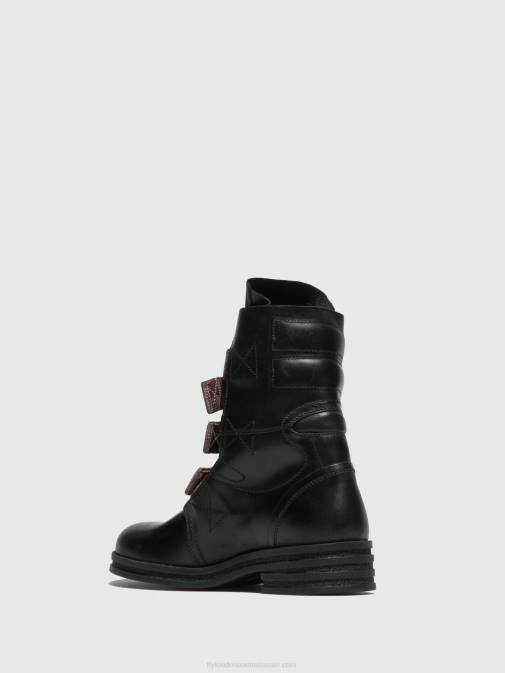 RUG BLACK XX0D259 Buckle Ankle Boots KIFF682 Fly London Women