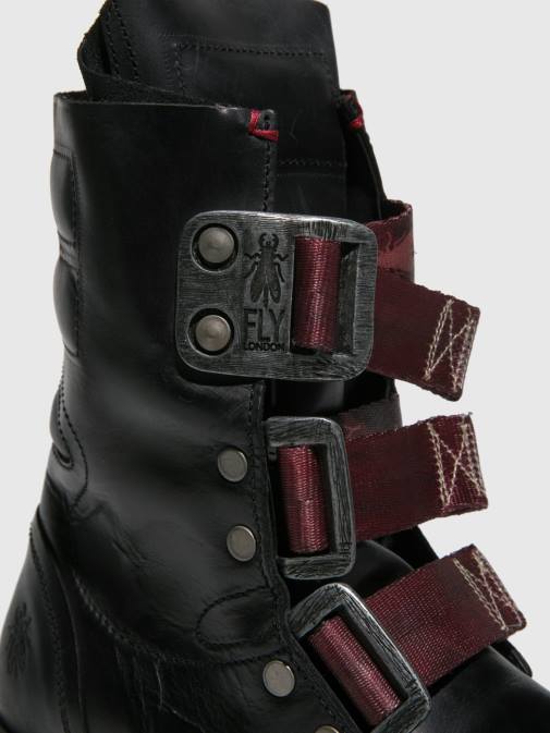 RUG BLACK XX0D259 Buckle Ankle Boots KIFF682 Fly London Women