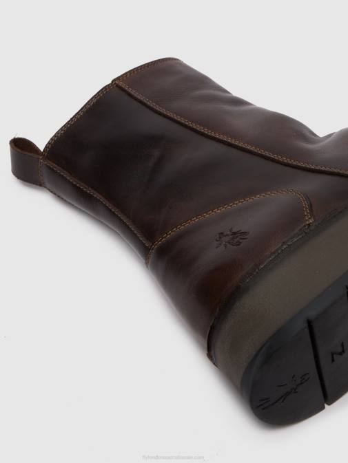 RUG DK. BROWN XX0D285 Zip Up Ankle Boots RENO053 Fly London Women