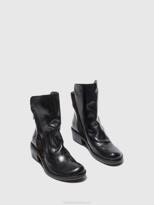 RUG/OILSUEDE BLACK XX0D171 Zip Up Ankle Boots MELY074 Fly London Women
